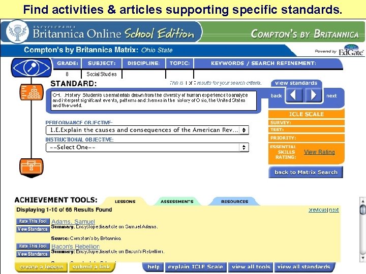 Find activities & articles supporting specific standards. 