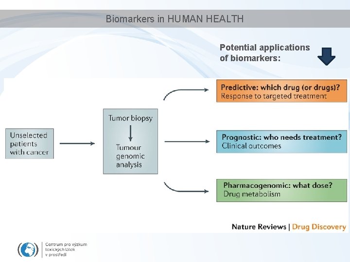 Biomarkers in HUMAN HEALTH Potential applications of biomarkers: 