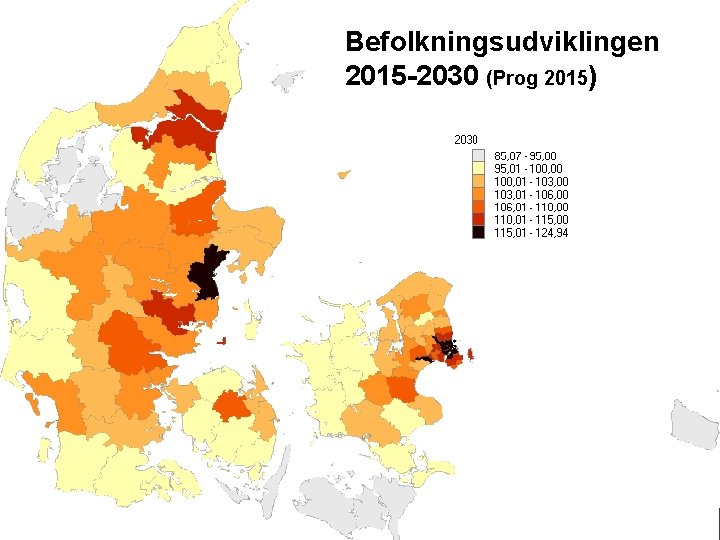 Befolkningsudviklingen 2015 -2030 (Prog 2015) 