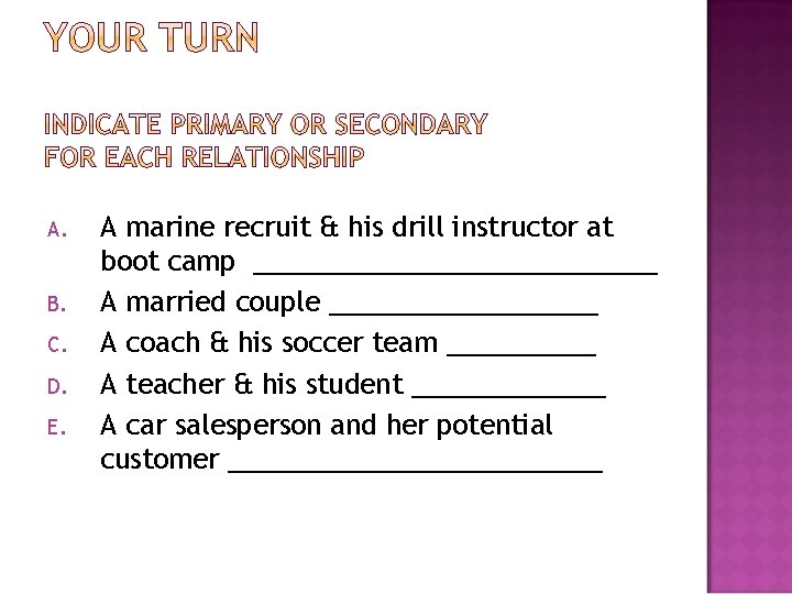 A. B. C. D. E. A marine recruit & his drill instructor at boot