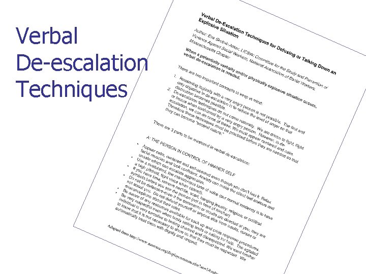 Verbal De-escalation Techniques 