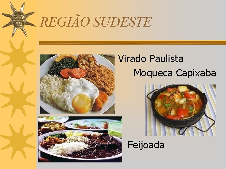 REGIÃO SUDESTE Virado Paulista Moqueca Capixaba Feijoada 