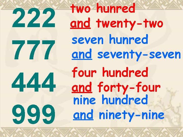 222 777 444 999 two hunred and twenty-two seven hunred and seventy-seven four hundred 222 777 444 999 two hunred and twenty-two seven hunred and seventy-seven four hundred