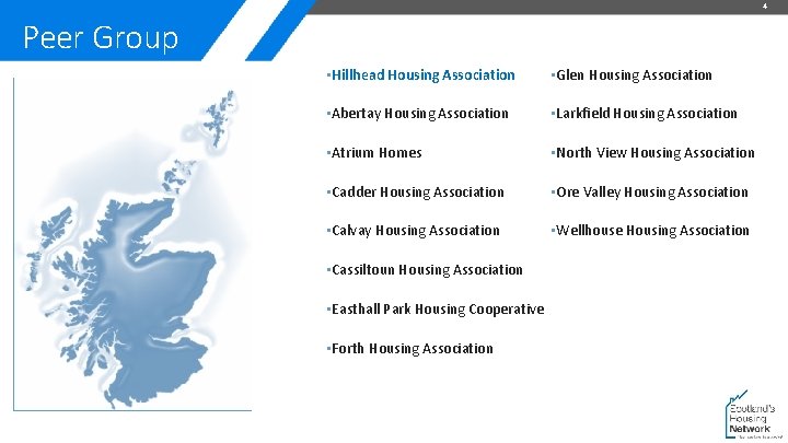 4 Peer Group • Hillhead Housing Association • Glen Housing Association • Abertay Housing