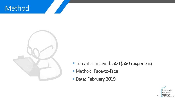 Method § Tenants surveyed: 500 (550 responses) § Method: Face-to-face § Date: February 2019