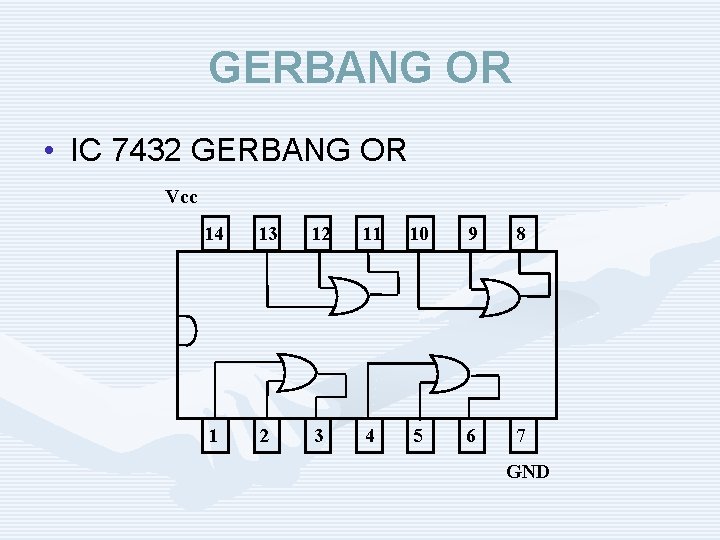 GERBANG OR • IC 7432 GERBANG OR Vcc 14 13 12 11 10 9