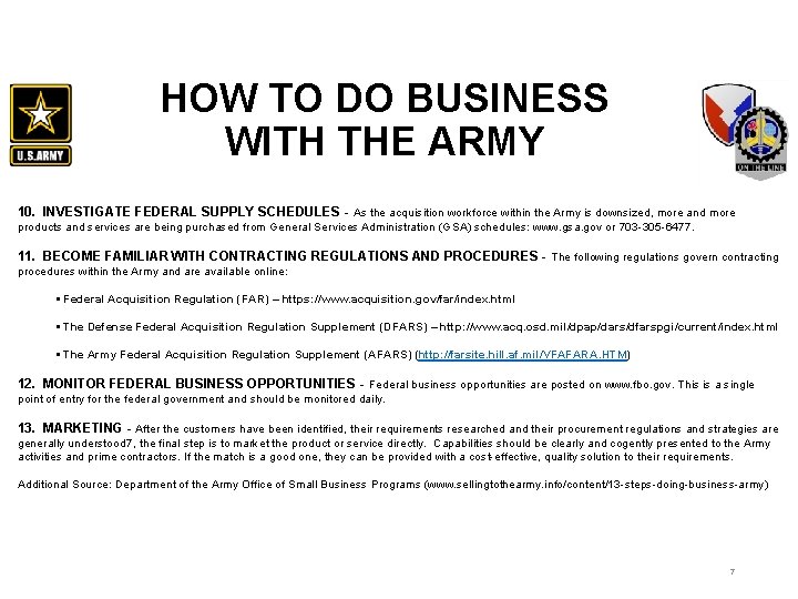 HOW TO DO BUSINESS WITH THE ARMY 10. INVESTIGATE FEDERAL SUPPLY SCHEDULES - As