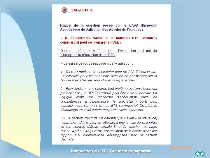 Retour au début Rénovation du BTS Technico-commercial 