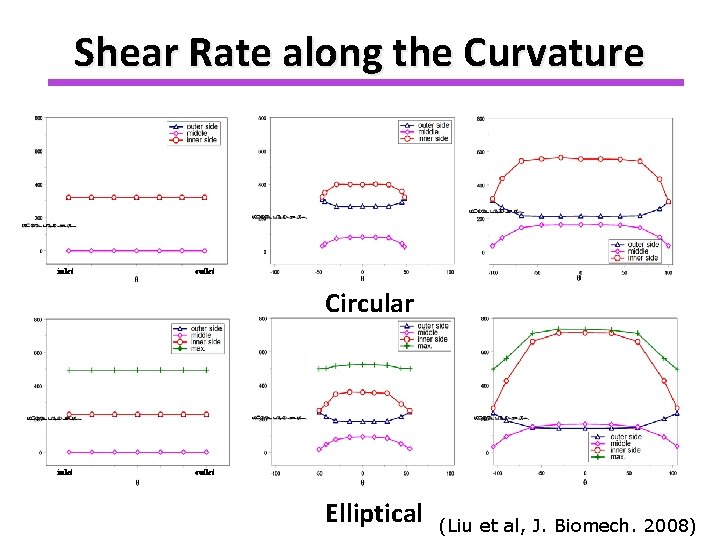 Shear Rate along the Curvature inlet outlet Circular inlet outlet Elliptical (Liu et al,
