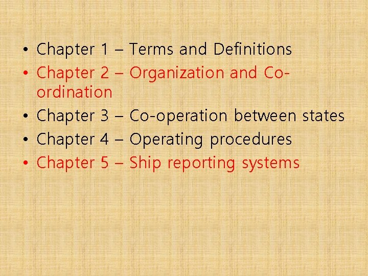  • Chapter 1 – • Chapter 2 – ordination • Chapter 3 –