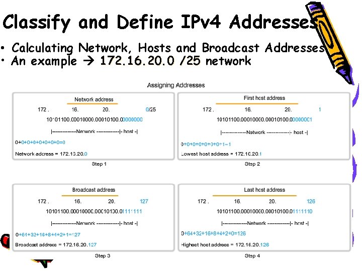 Classify and Define IPv 4 Addresses • Calculating Network, Hosts and Broadcast Addresses •