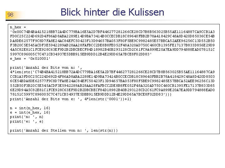 98 Blick hinter die Kulissen n_hex = '0 x 00 C 74 B 4