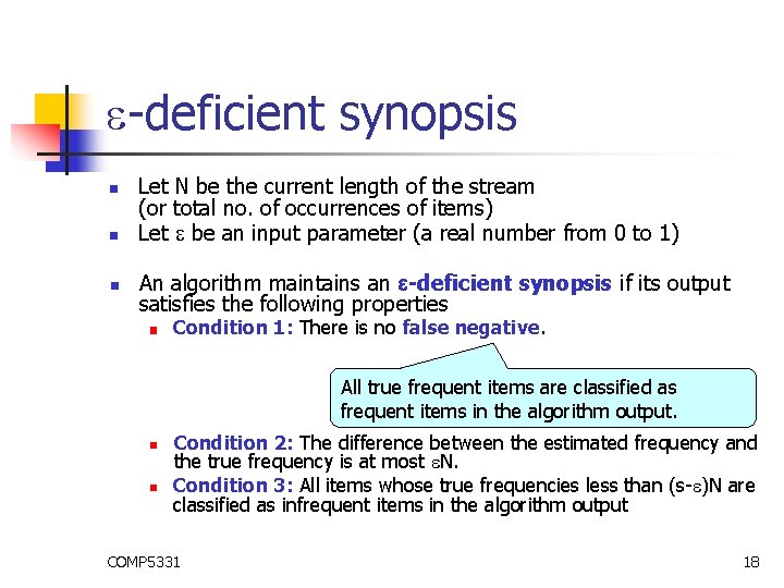  -deficient synopsis n n n Let N be the current length of the