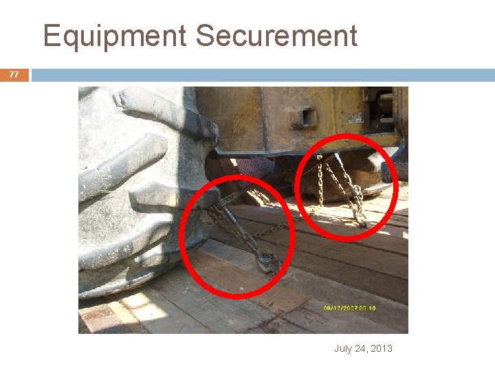 Equipment Securement 77 July 24, 2013 