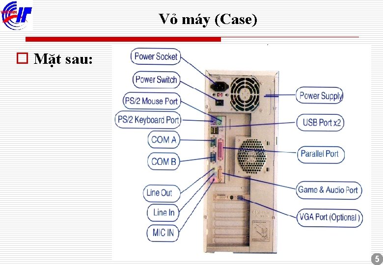 Vỏ máy (Case) o Mặt sau: 5 