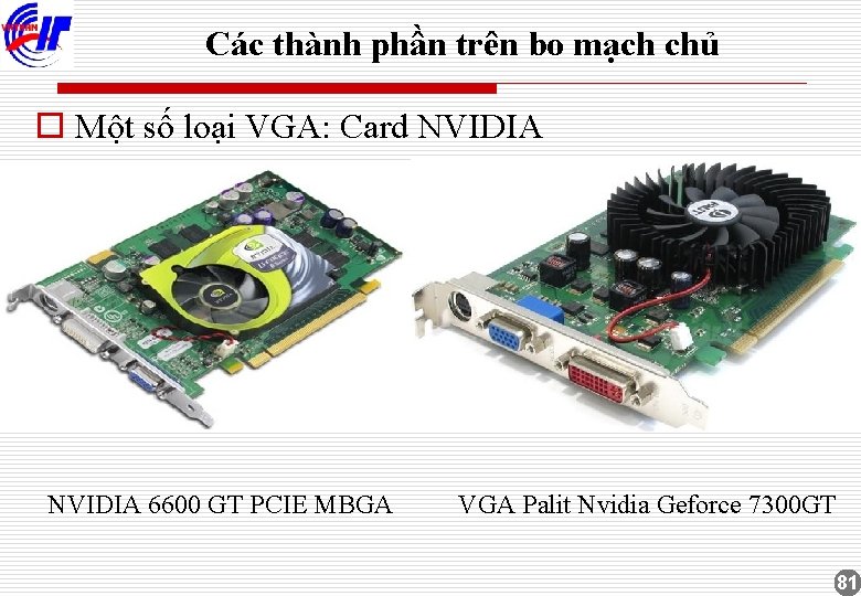 Các thành phần trên bo mạch chủ o Một số loại VGA: Card NVIDIA