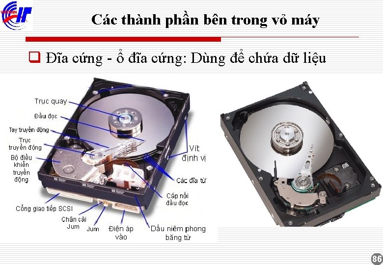 Các thành phần bên trong vỏ máy q Đĩa cứng - ổ đĩa cứng: