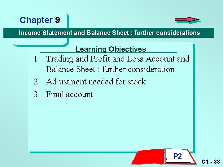 Chapter 9 Income Statement and Balance Sheet : further considerations Learning Objectives 1. Trading