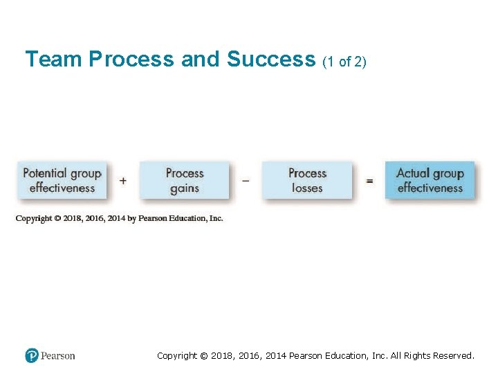 Team Process and Success (1 of 2) Copyright © 2018, 2016, 2014 Pearson Education,