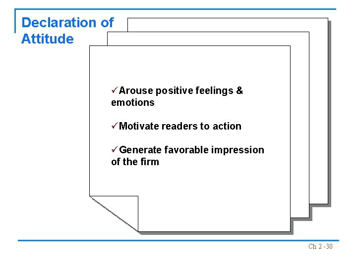 Declaration of Attitude üArouse positive feelings & emotions üMotivate readers to action üGenerate favorable