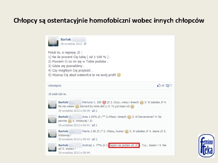 Chłopcy są ostentacyjnie homofobiczni wobec innych chłopców 