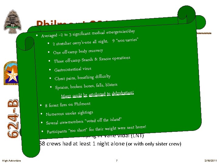  • High Adventure Philmont 2012 — Statistics y da s/ ie nc ge