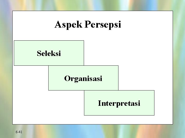 Aspek Persepsi Seleksi Organisasi Interpretasi 6 -41 