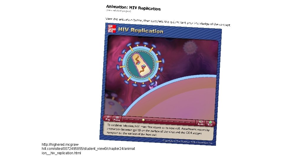 http: //highered. mcgrawhill. com/sites/0072495855/student_view 0/chapter 24/animat ion__hiv_replication. html 