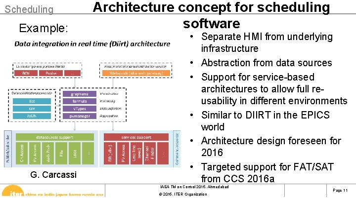 Scheduling Example: G. Carcassi Architecture concept for scheduling software • Separate HMI from underlying