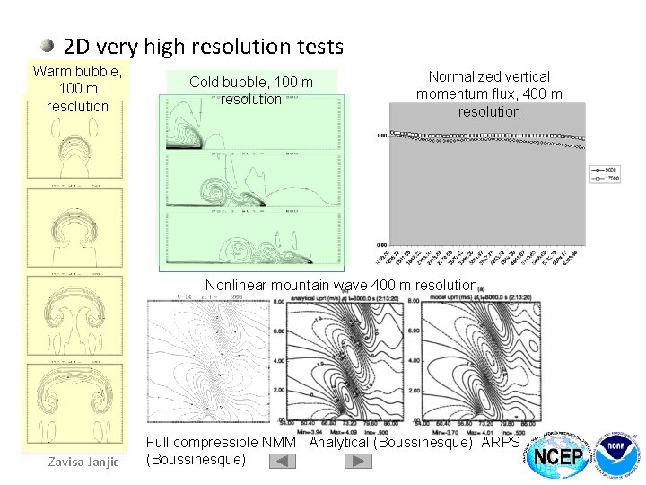 2 D very high resolution tests Warm bubble, 100 m resolution Cold bubble, 100