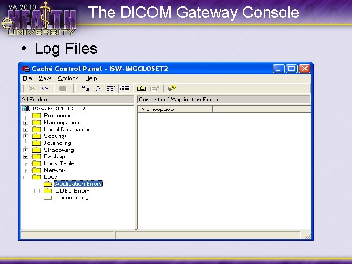 The DICOM Gateway Console • Log Files 