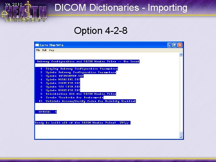 DICOM Dictionaries - Importing Option 4 -2 -8 
