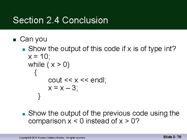 Section 2. 4 Conclusion n Can you n Show the output of this code