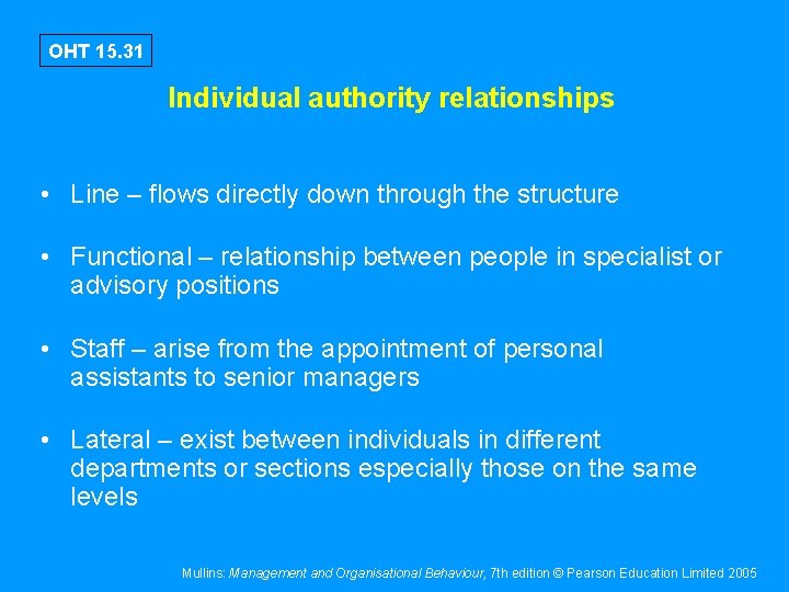 OHT 15. 31 Individual authority relationships • Line – flows directly down through the