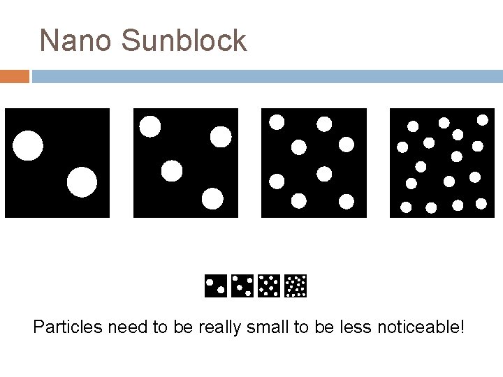 Nano Sunblock Particles need to be really small to be less noticeable! 