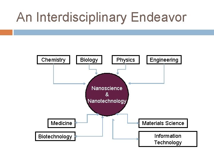 An Interdisciplinary Endeavor Chemistry Biology Physics Engineering Nanoscience & Nanotechnology Medicine Biotechnology Materials Science