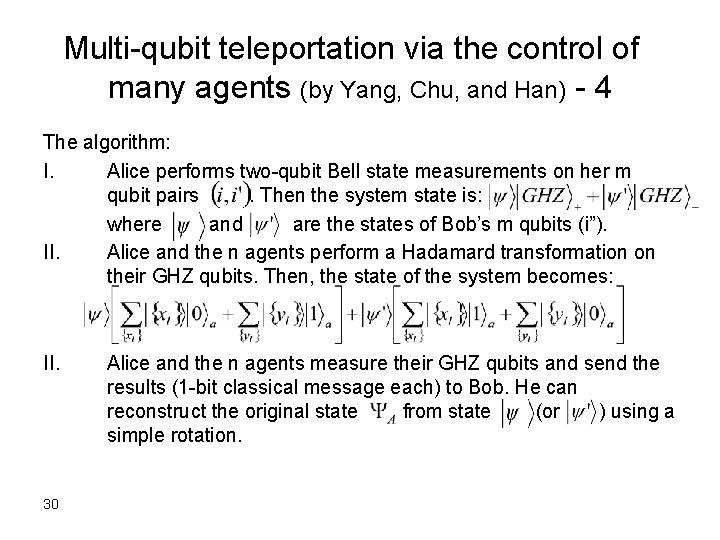 Multi-qubit teleportation via the control of many agents (by Yang, Chu, and Han) -