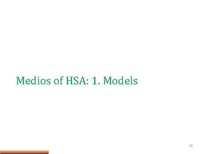 Medios of HSA: 1. Models 14 