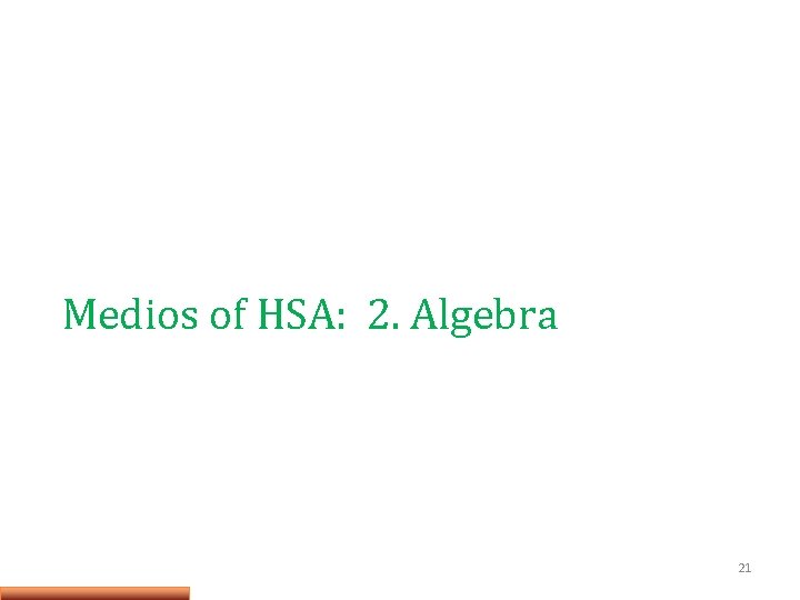 Medios of HSA: 2. Algebra 21 