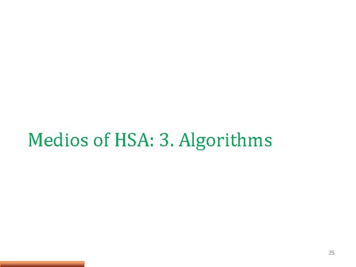 Medios of HSA: 3. Algorithms 25 