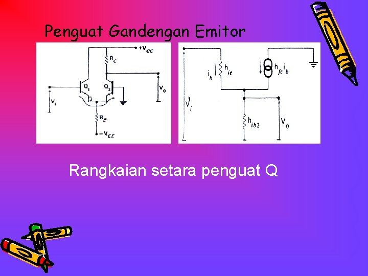 Penguat Gandengan Emitor Rangkaian setara penguat Q 