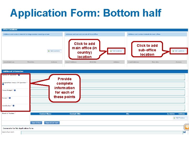 Application Form: Bottom half Click to add main office (in country) location Click to Application Form: Bottom half Click to add main office (in country) location Click to