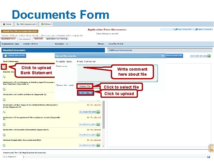Documents Form Click to upload Bank Statement Write comment here about file Click to Documents Form Click to upload Bank Statement Write comment here about file Click to