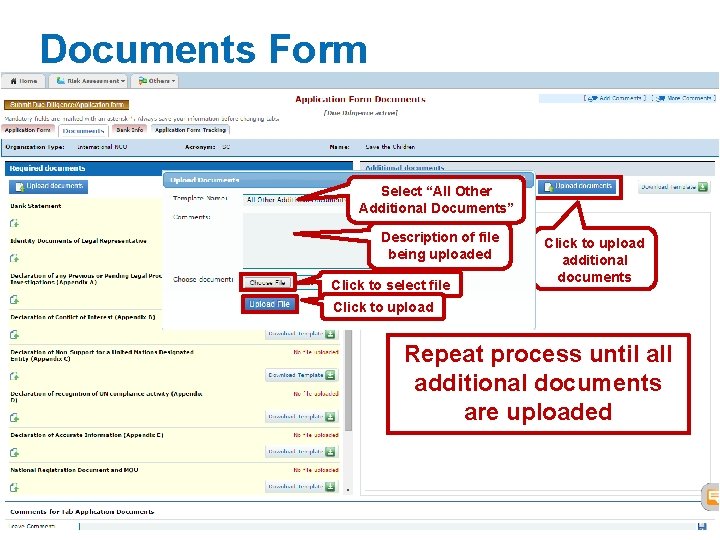Documents Form Select “All Other Additional Documents” Description of file being uploaded Click to Documents Form Select “All Other Additional Documents” Description of file being uploaded Click to