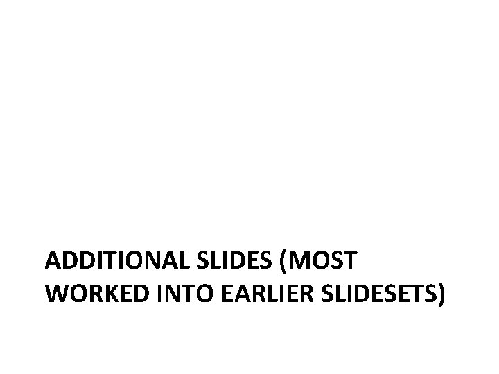 ADDITIONAL SLIDES (MOST WORKED INTO EARLIER SLIDESETS) 