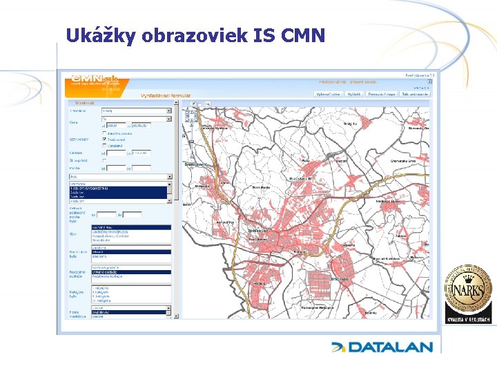Ukážky obrazoviek IS CMN 