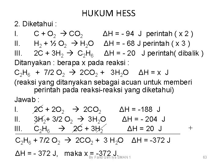 HUKUM HESS 2. Diketahui : I. C + O 2 CO 2 ΔH =