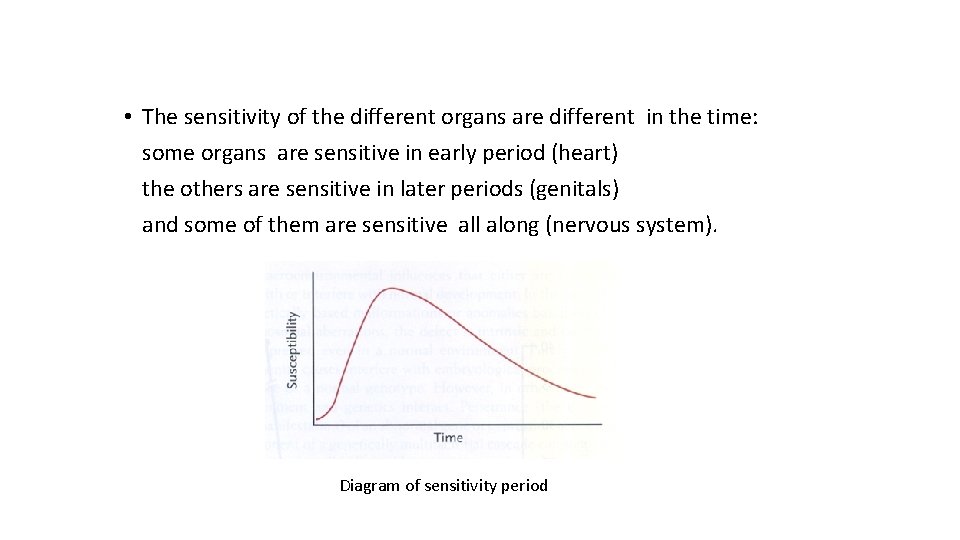  • The sensitivity of the different organs are different in the time: some