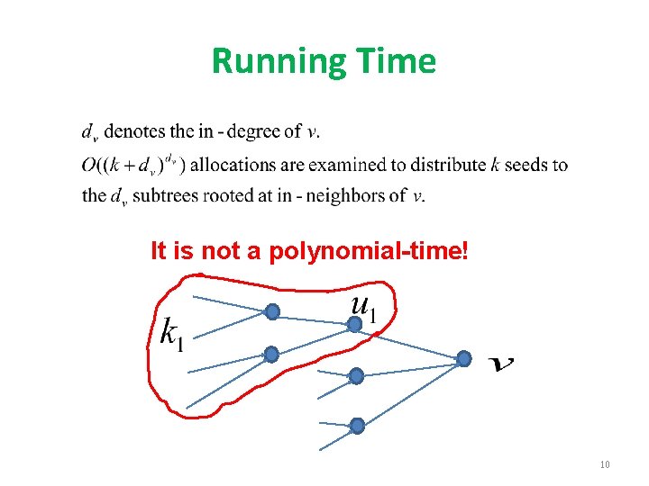 Running Time It is not a polynomial-time! 10 