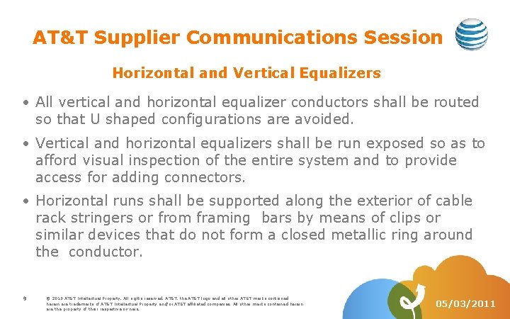 AT&T Supplier Communications Session Horizontal and Vertical Equalizers All vertical and horizontal equalizer conductors